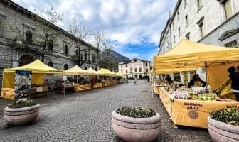 Bancarelle del mercato agricolo in Piazza Garibaldi